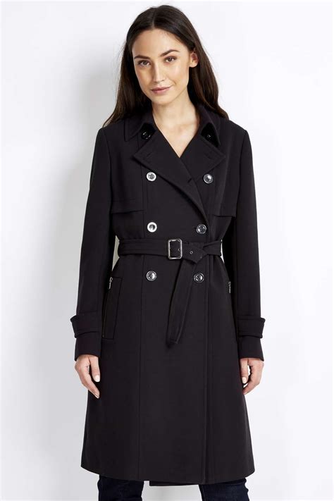 Wool Trench Dress in Black 